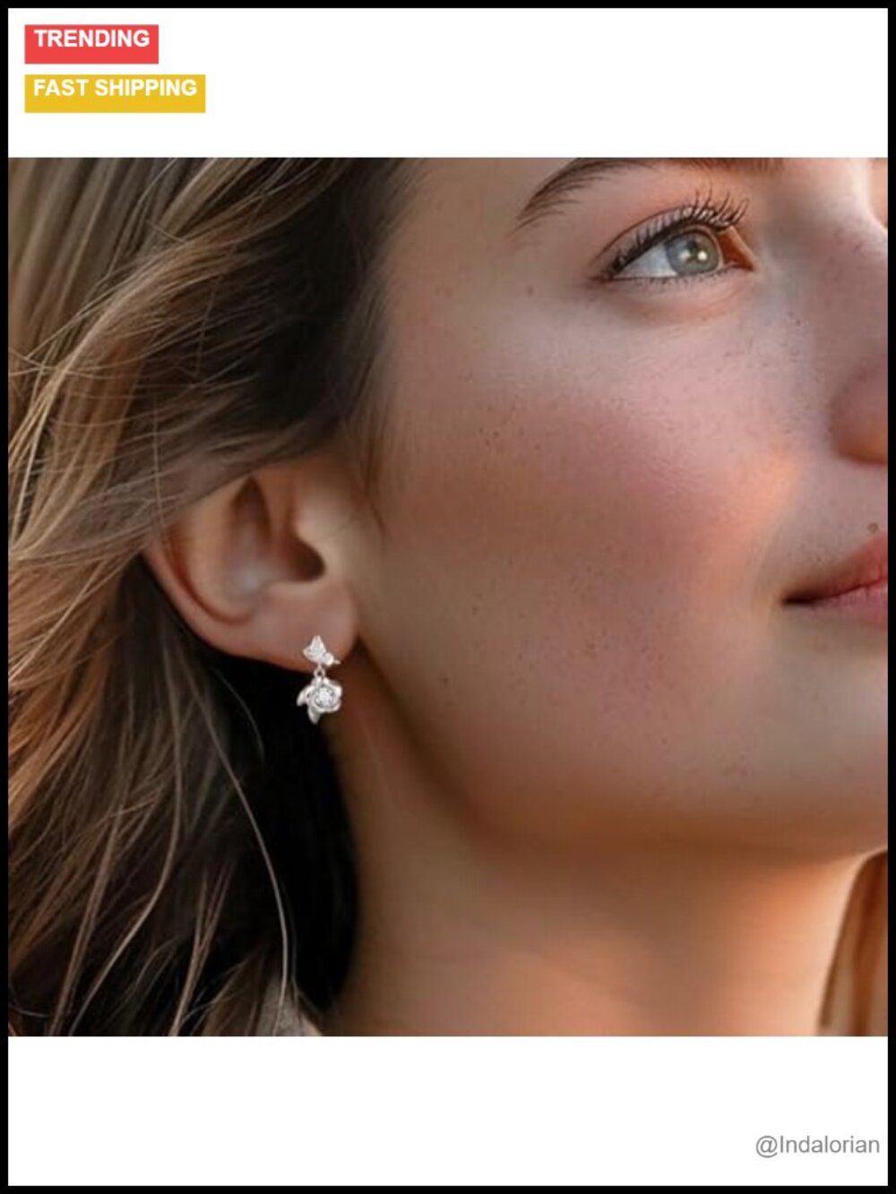 925 Sterling Silver Butterfly Rose Dangle Earrings with Birthstone - Picture 2 of 6